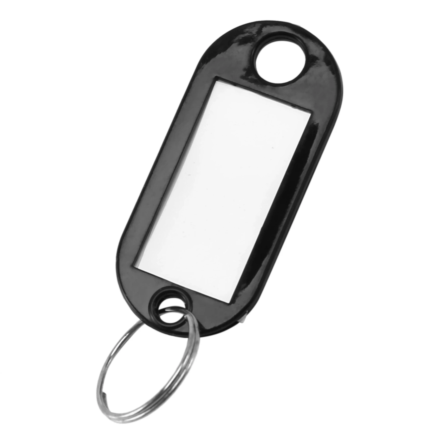 ABQR 20個入り アソートキーアイデアルレーベルタグ スプリットリングキーリングキーホルダー（ブラック）