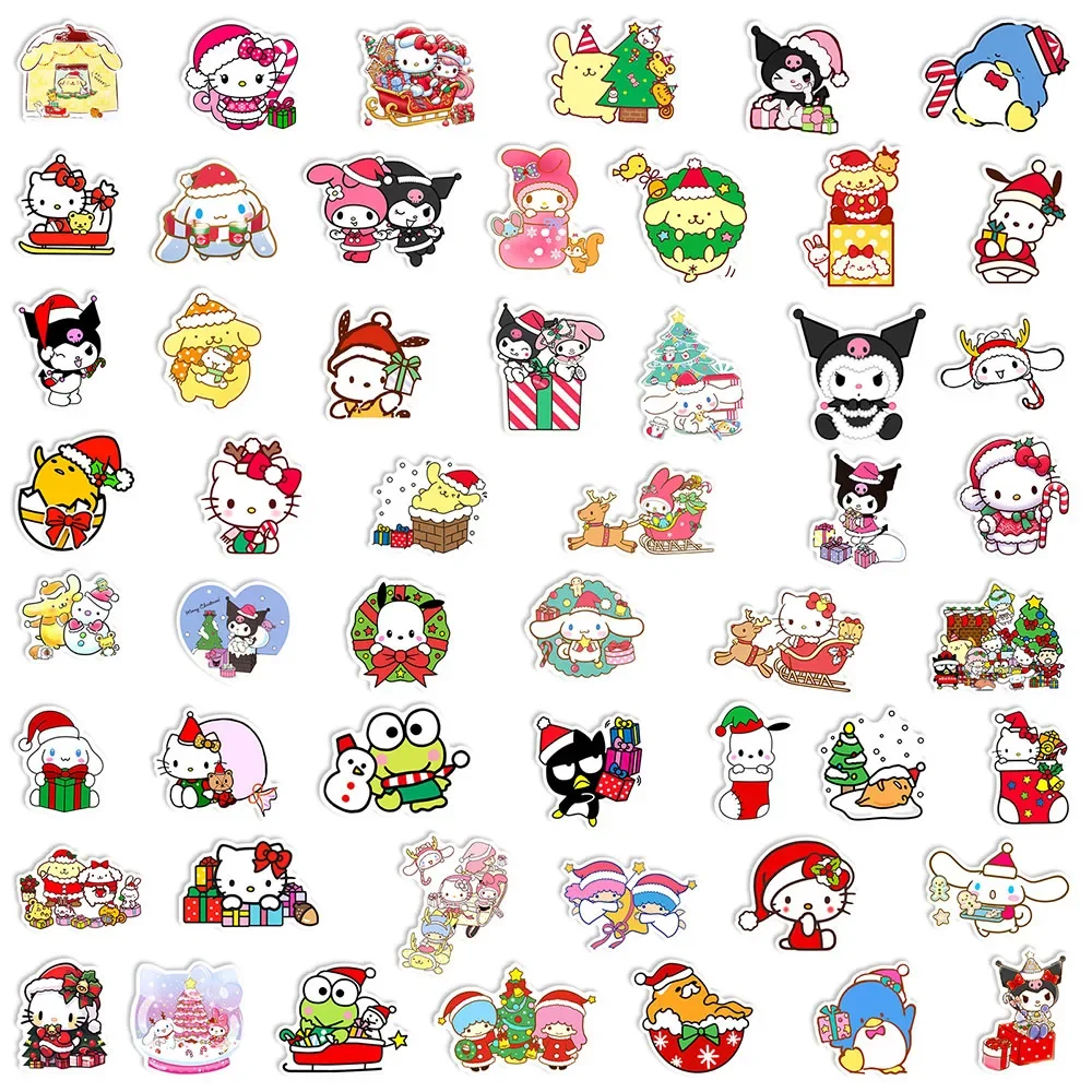 50 قطعة ملصقات كاواي عيد الميلاد سانريو للأطفال ألعاب مضحكة مرحبا كيتي الكرتون الشارات DIY بها بنفسك الهاتف الثلاجة دفتر القرطاسية سيارة #6