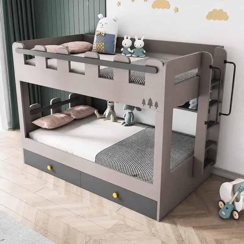 Wooden Bunk Bed Double Deck Student Dormitory Furniture Simple Parallel Upper and Lower Beds Same Width Space Saving Design