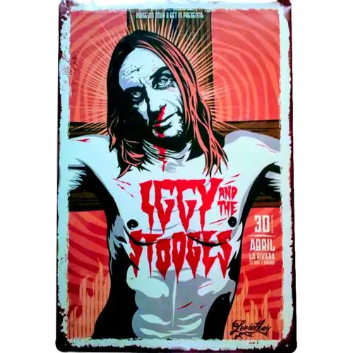 Iggy Pop The Stooges Vintage Metallschild Punk Rock & Roll Retro Konzert