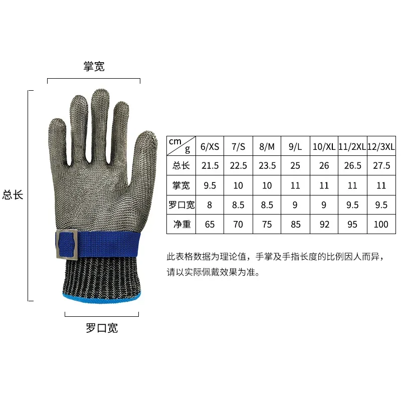 Gants Anti-coupure en fil d'acier inoxydable, gants de travail de sécurité tissés résistants aux coupures, gants de cuisine en fer métallique pour tuer le poisson