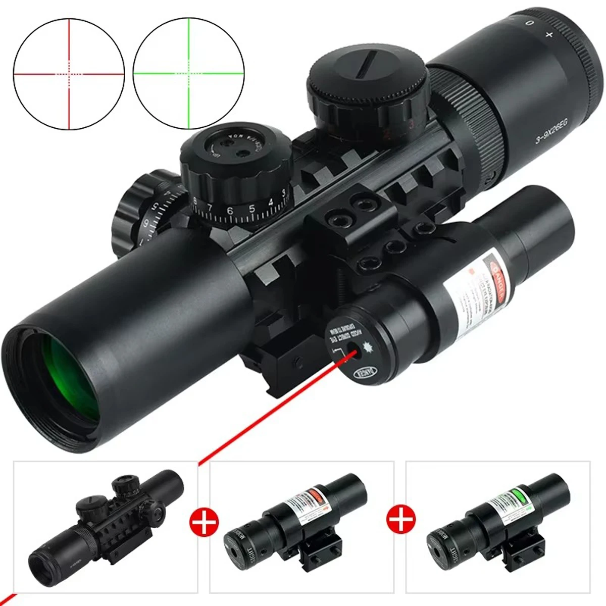 3-9x26 EG Optical Scope Red Green Cross Reticle Reflex Sight Tactical Hunting Range Finder M9 Model Hunting Accessoires Fit 20mm