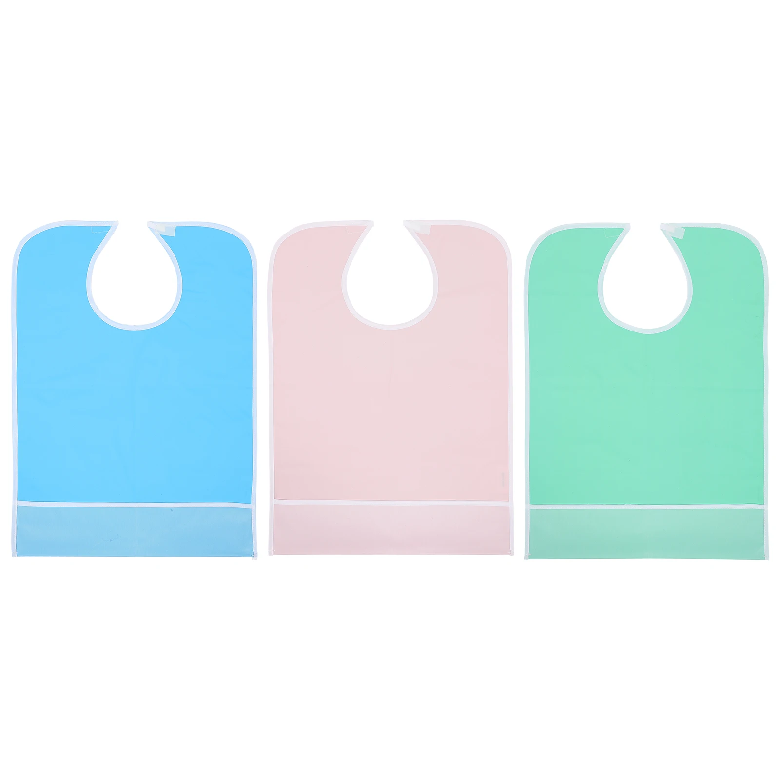 

3pcs Waterproof Bibs PVC Material Large Size for Elderly Adults Eating Apron Washable Clothes Protection Health Care Accessories