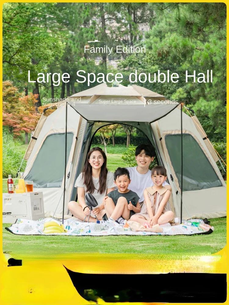 Outdoor Folding Portable Tents Outdoor Camping Equipment Full Set of Rainproof Sun Shade Thickening Beach Tent