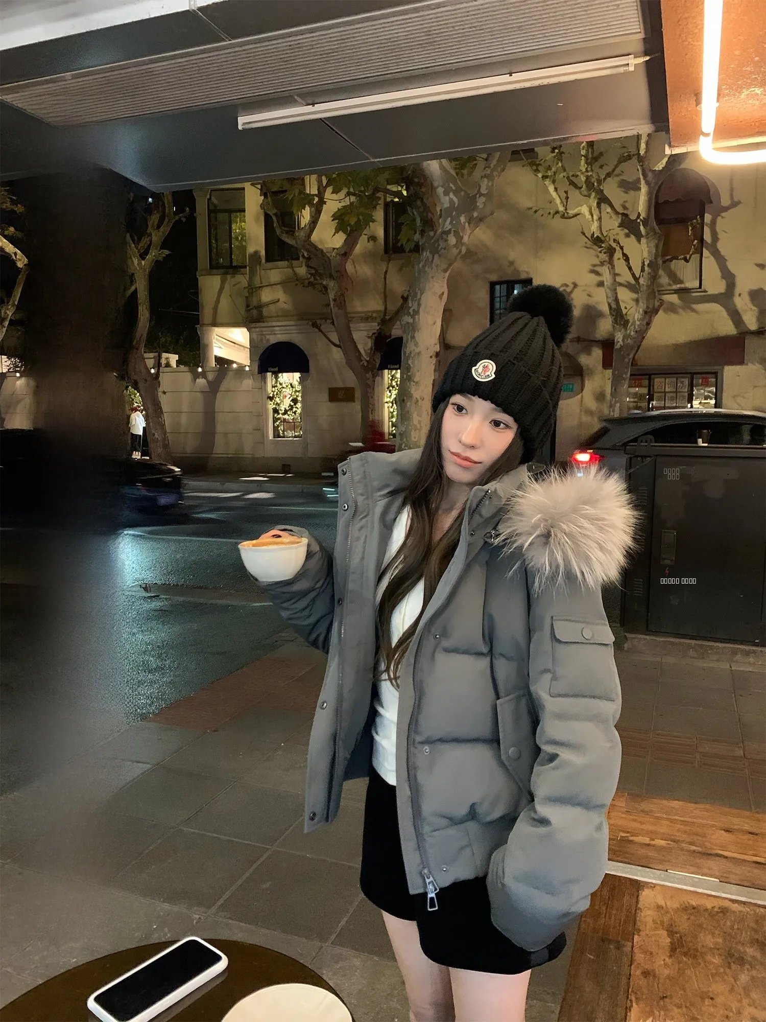 

Hhi Iceland Time White Du down Parka Women's Winter Coat Fur Collar Waist-Cinching Workwear Sle Casual Faion