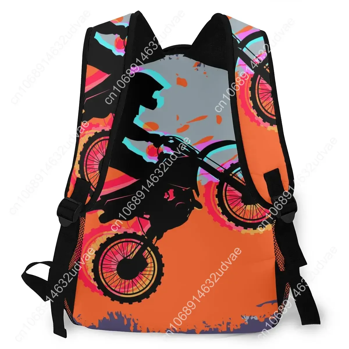 Children Backpacks School Bag For Boys Motocross Rider Dirt Bike With Abstract Background Teenagers Schoolbag Student Bookbags