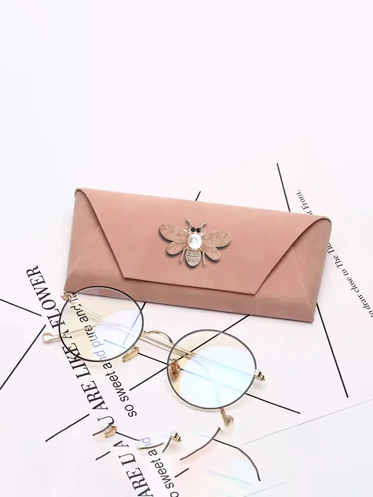 

Women's Portable Eyewear Cases Anti-Pressure PU Design Antique Gold & Jade Flower Digital Decor