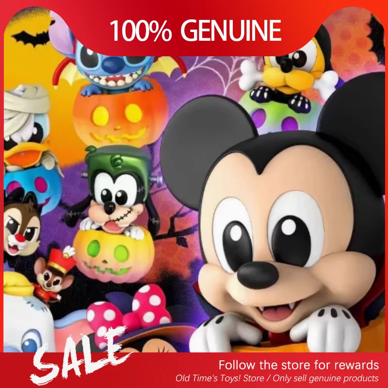 Genuine Mickey Mouse And Friends Pumpkin Series Blind Box Cute Cartoon Stitch Mickey Figures Halloween Surprise Gifts For Kids