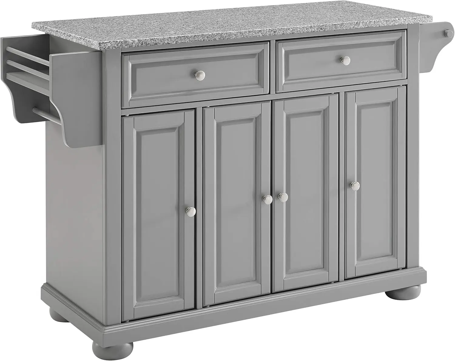 

Granite Top Rolling Kitchen Island Storage Cart, Microwave Stand, Spice Rack, Gray