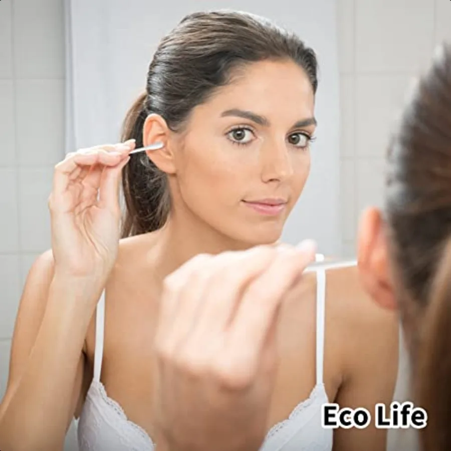 400 contagens de algodão orgânico Q Tips para orelhas Qtips ecológicos para botões de algodão de orelha