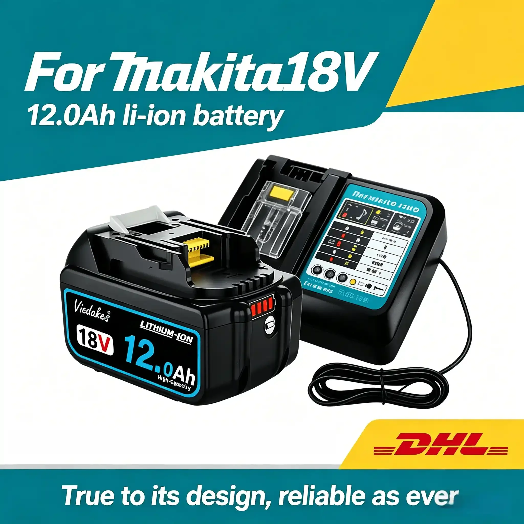 

For Makita 18V Battery VIEDAKES 6.0Ah Li-ion BL1840 BL1850 Extended Runtime Stable Current Replacement Battery