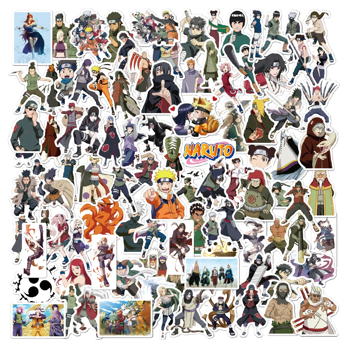 100PCS Naruto Cartoon Cute Without Repetition Sticker Notebook Waterproof Stickers Decoration Supplies