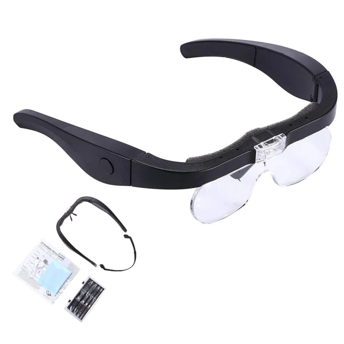 

Rechargeable Magnifier, Head Magnifier, Eyeglass Magnifier for Reading and Hobbies with 2 LED Lights and Lenses