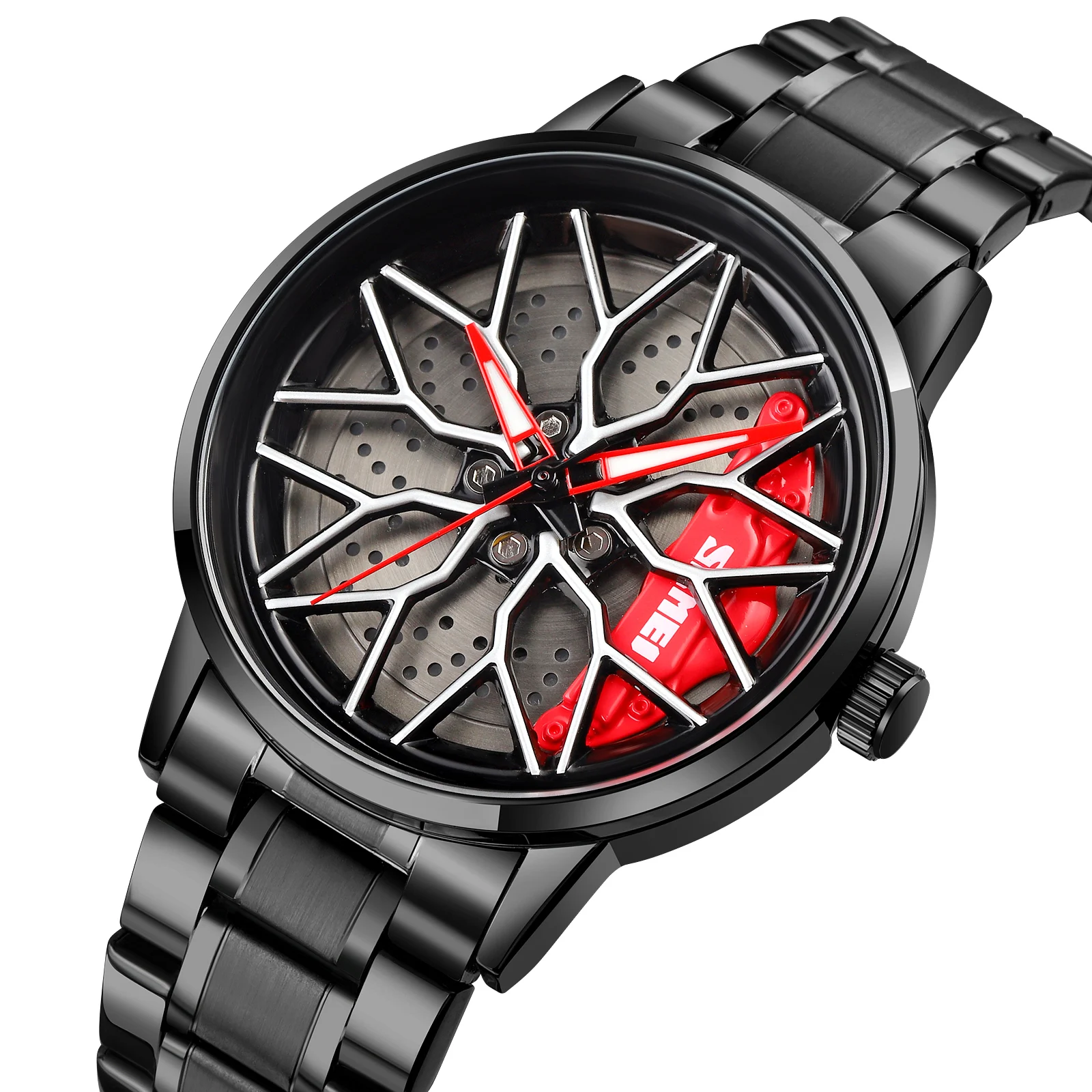 

SKMEI New Fashion Creative Fan Hub Rotation Men's Watch Cool Skeletonized Dial All Steel Waterproof Sports Quartz Watch 1990