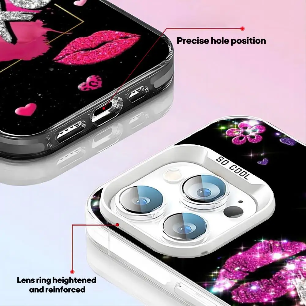 Fashion Xoxo pink girl COOL Phone Case White IMD Colorful Silver Suitable soft case for iPhone 16 15 14 13 12 11 XS Pro Max