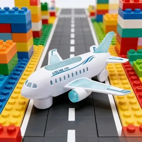 Electric Airplane Toy Omni Directional Shock-Resistant with LED Lights And Music Educational Simulated Aircraft Play for Kids