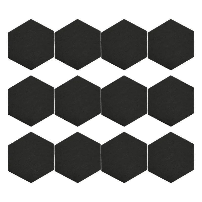 

12Pcs Hexagon Acoustic Panel Polyester High Density Sound Absorbing Panel Sound Proof Insulation Beveled Edge Panel For Home