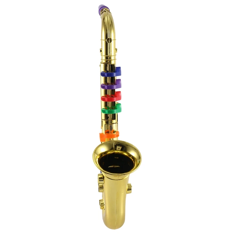 Saxophone 8 Colored Keys Metallic Simulation Props Play Mini Musical Wind Instruments For Children Birthday Toy