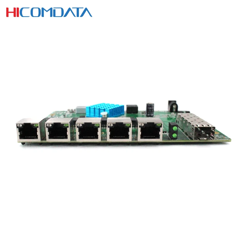 HICOMDATA 2500Mbps Ethernet Switch Fiber Optic Converter Media 2500Mbps 1 * SFP+5/8* RJ45 Ethernet Switch PCBA