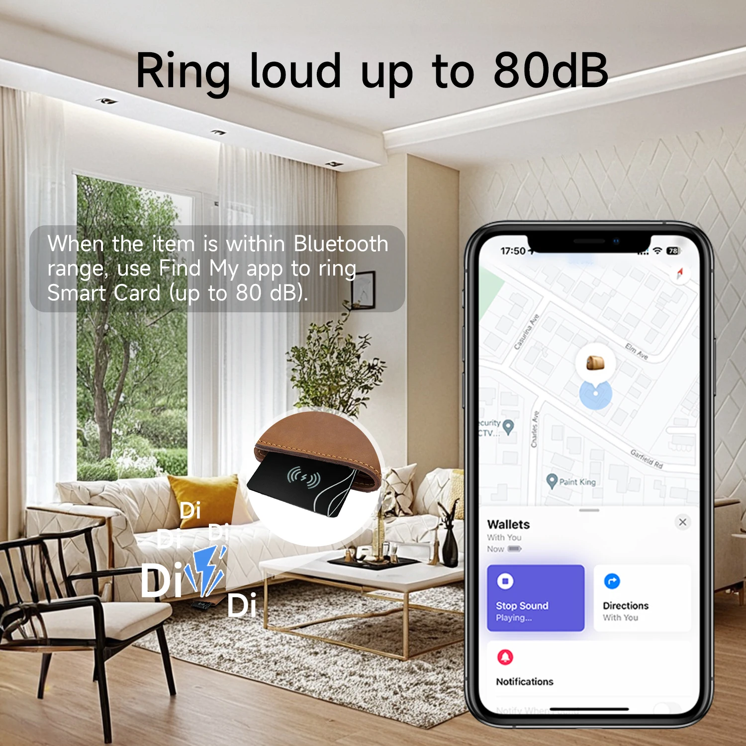 1 PACK New 3mm Bluetooth Tracker for Apple Find My, Air Tracker Tag Key Finder Rechargeable (iOS Only) Smart Wallet Tracker Car