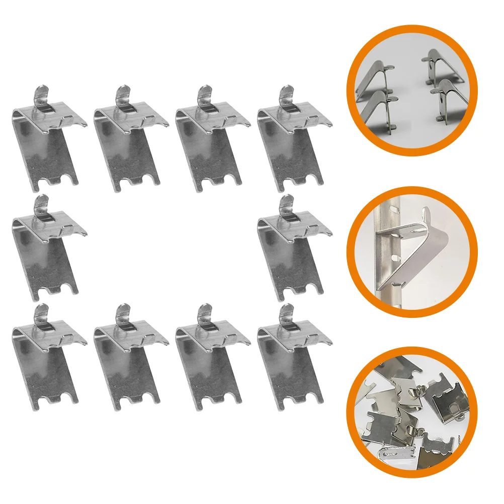 

10 Pcs Refrigerator Freezer Shelf Buckle Stainless Steel Clip Cooler Supports Silver Fridge Hooks Glass Clamp Square Clips