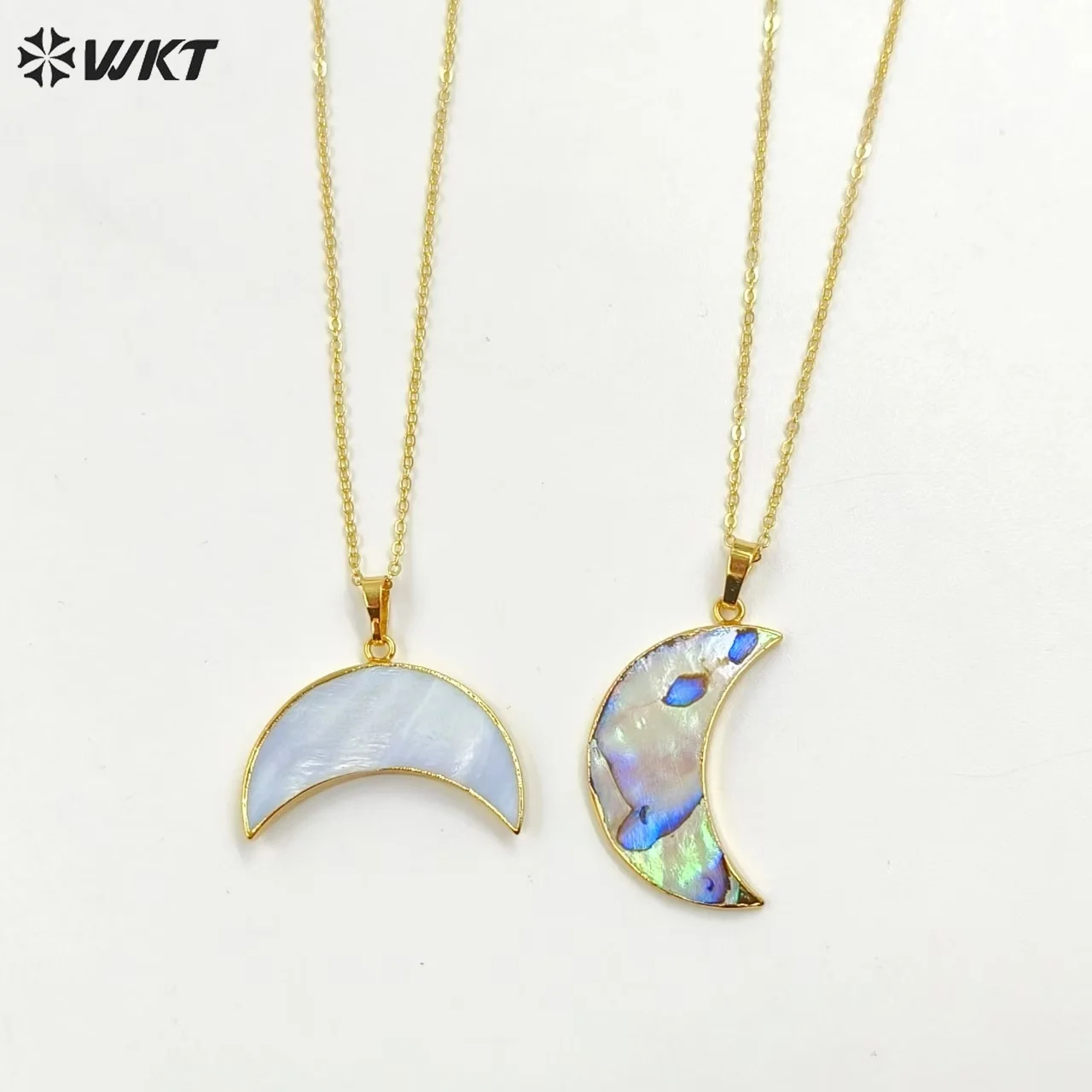 WT-N771 Wholesale Natural Abalone Paua Shell Necklace With Gold Plated Tiny Chain Charming Women Jewelry Resist Tarnishable