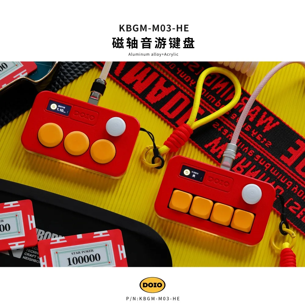 DOIO KBGM-M03-HE Magnetic Keyboard Wired Rapid Trigger RT 0.05mm Hot Swap Low Profile Aluminum VIA Programmable Gaming Accessory