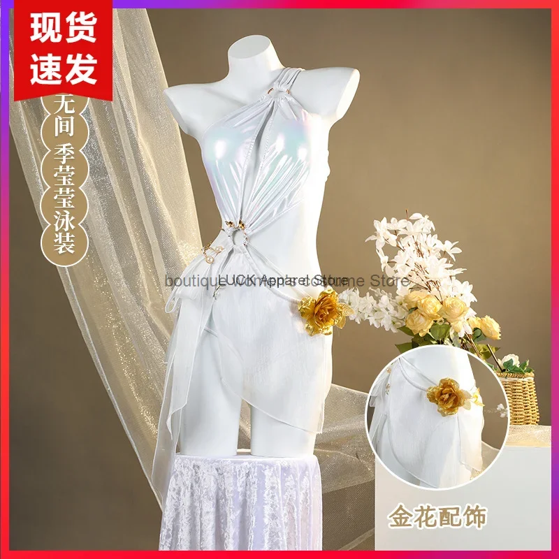 Naraka: Bladepoint Cosplay Costume Ji Yingying Dress Eternal Tribulation Season Swimwear Summer White Sun Coswear Game Clothing