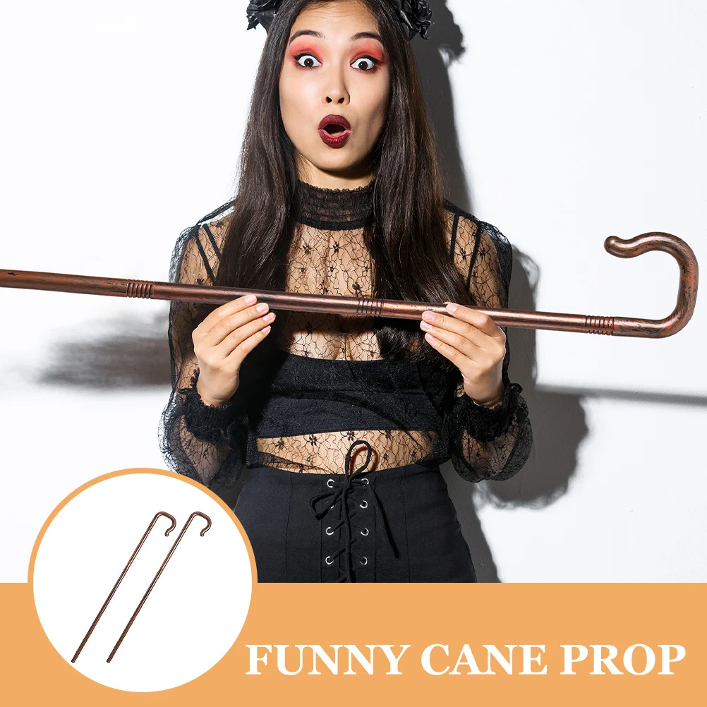 

2 Pcs Pharaoh Costume Cane Props for Halloween Party Decorations Dark Brown Cosplay Stick Accessory Stage Performance Photo Prop