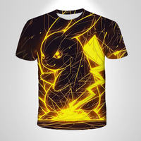 Anime PikachuBoy 3D T Shirt  Fashion Casual T-shirt Cosplay Pokemon Boys and Girls Short-sleeved Children's Yellow Clothing 7-13