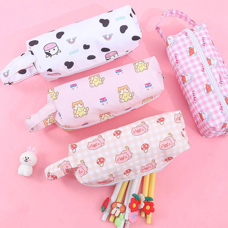 Kawaii dos desenhos animados bonito lápis caso portátil saco de lápis moda grande capacidade bolsa de armazenamento de papelaria material de escritório presentes