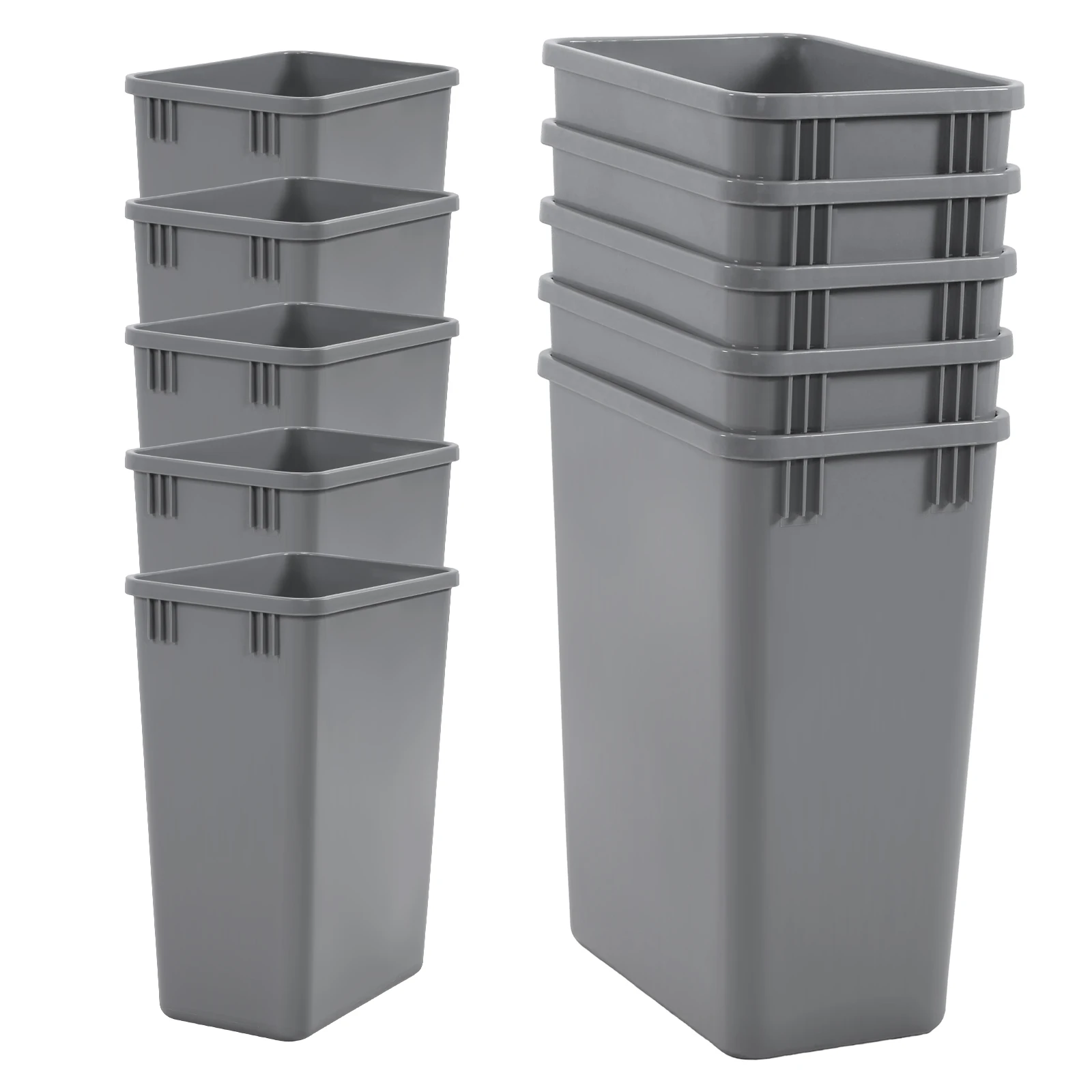 

10 Pack 35 QT Garbage Waste Recycling Bin Easy To Clean Rubbish Waste Dustbin for Bathroom Laundry Living Room Home Workspace