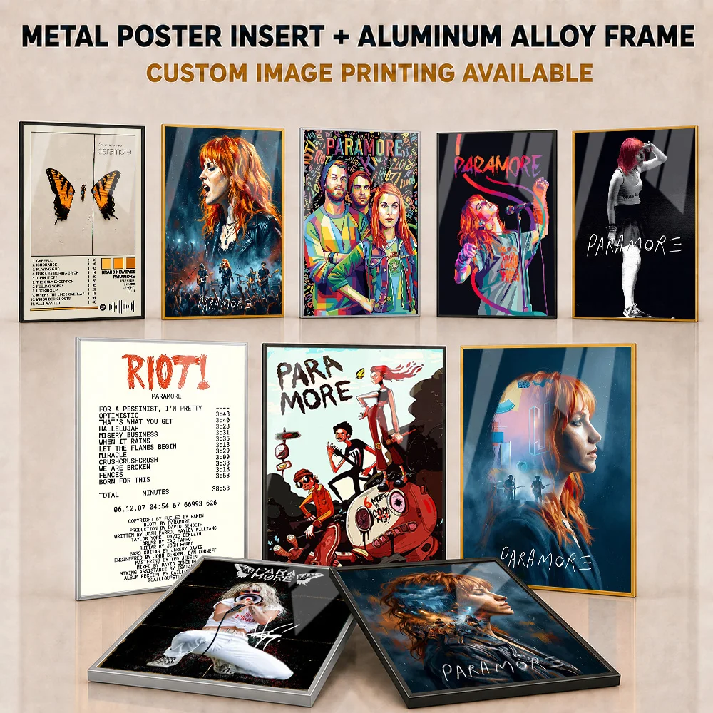 Paramore Metal Poster With Aluminum Alloy Frame Personalized Bold Rock Band Tribute Wall Art For Music Room Concert Lover Gift
