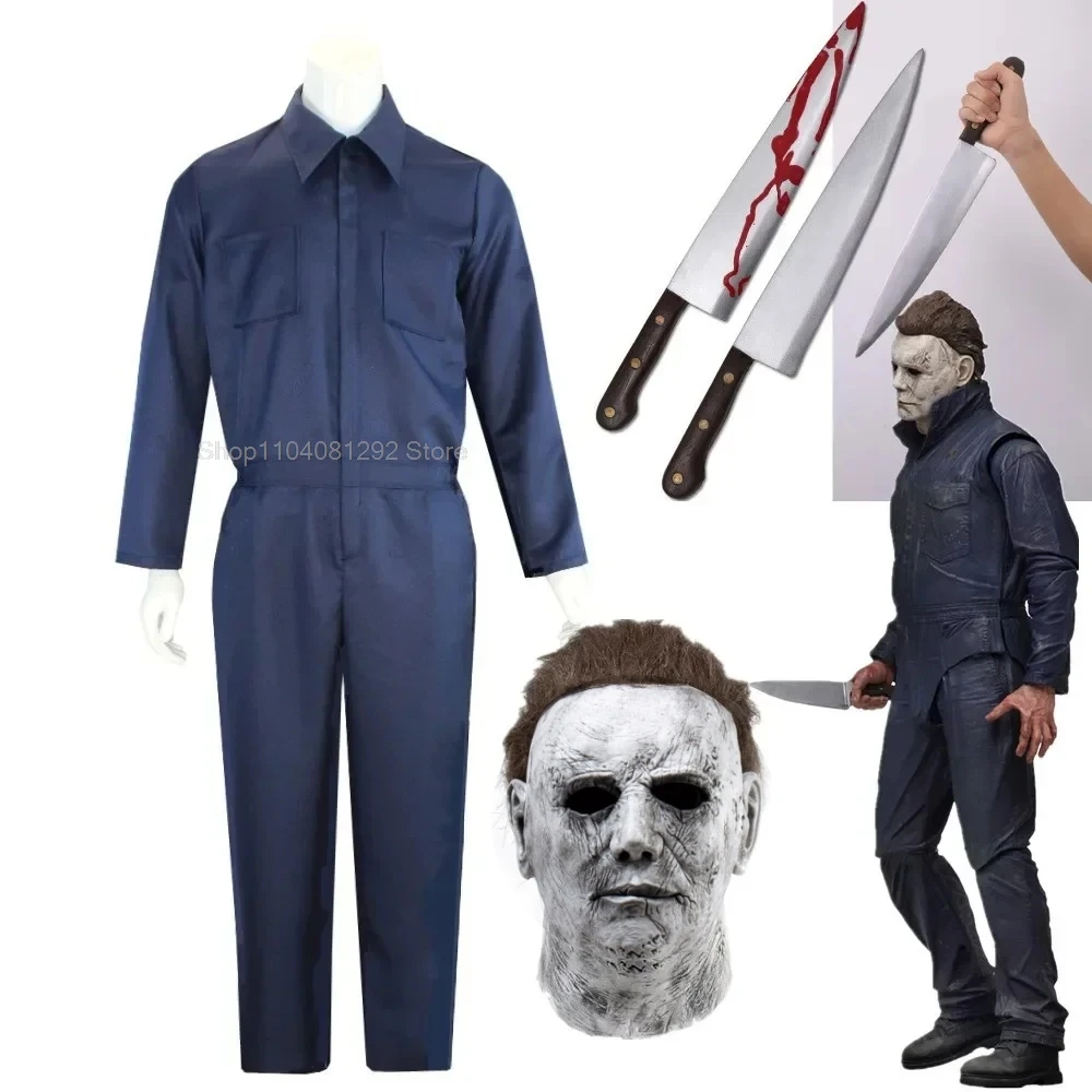 

Michael Myers Kostuummasker Cosplay Halloween Jumpsuit Outfits Horror Bloody Killer Carnaval Party Kostuum Voor Volwassen Mannen