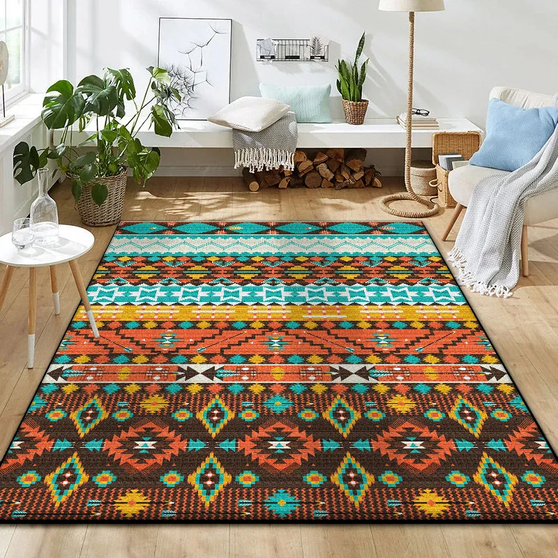 Home Office Rug - Bohemian Morocco Ethnic Style Living Room