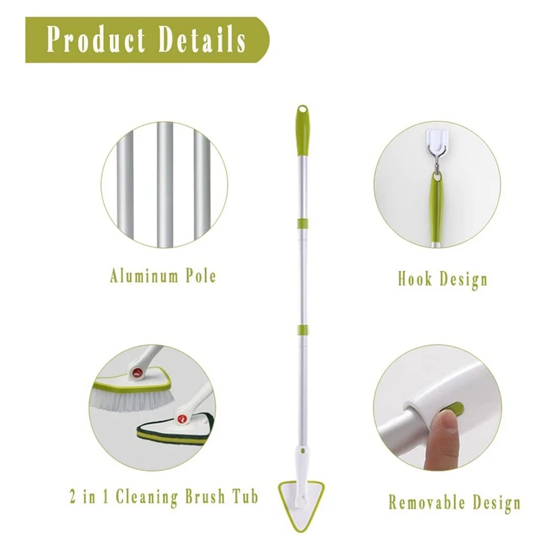 

Extendable Bathtub And Tile Scrubber Long Handle Shower Cleaning Brush 2 In 1 Hard Bristles Scrub Brush And Scrub Sponge