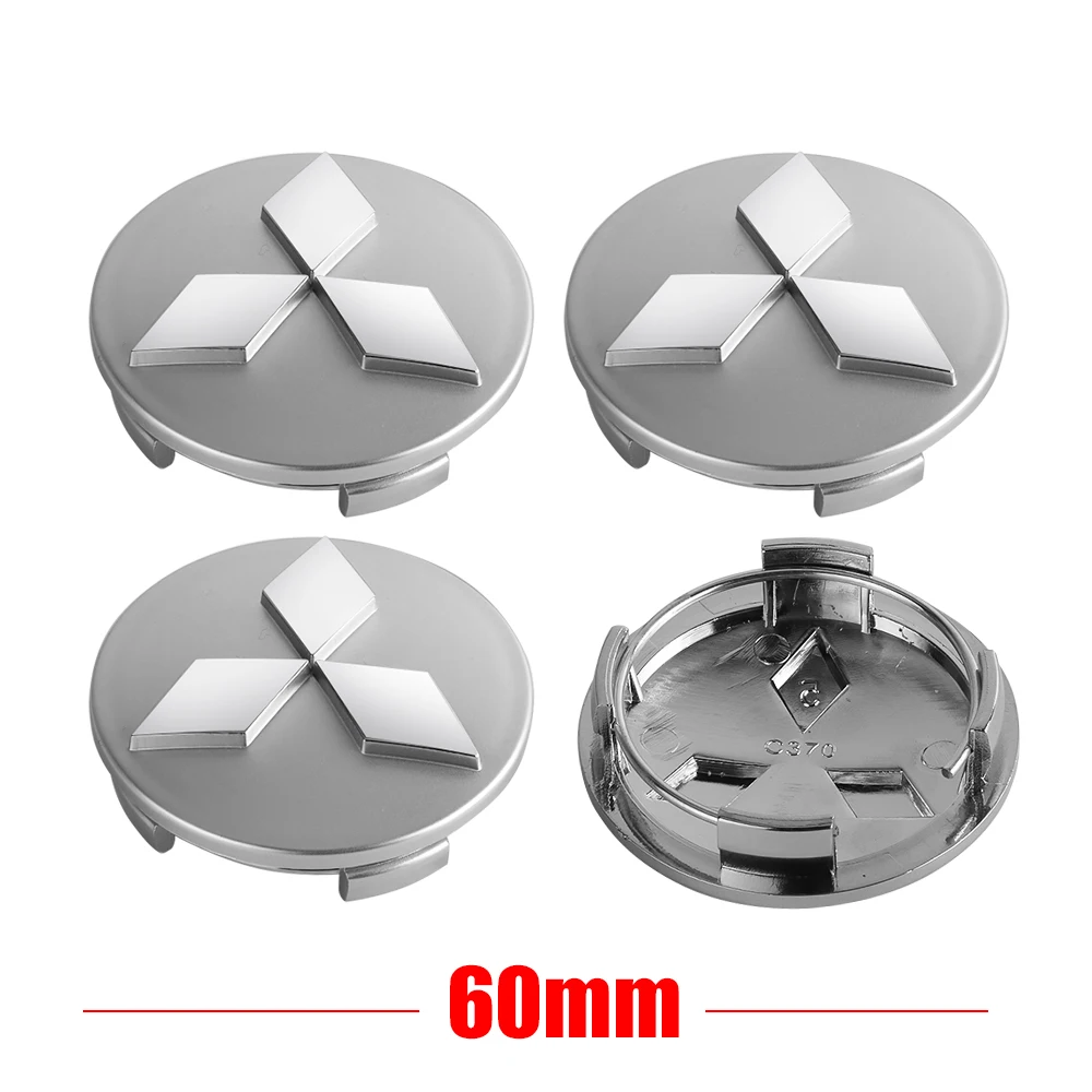 Roda de carro Center Cap Hub Capa Emblema para Mitsubishi, Ralliart, Pajero, L200, Evolução, Lancer, EX, Outlander, ASX, Competição, 60mm, 4Pcs