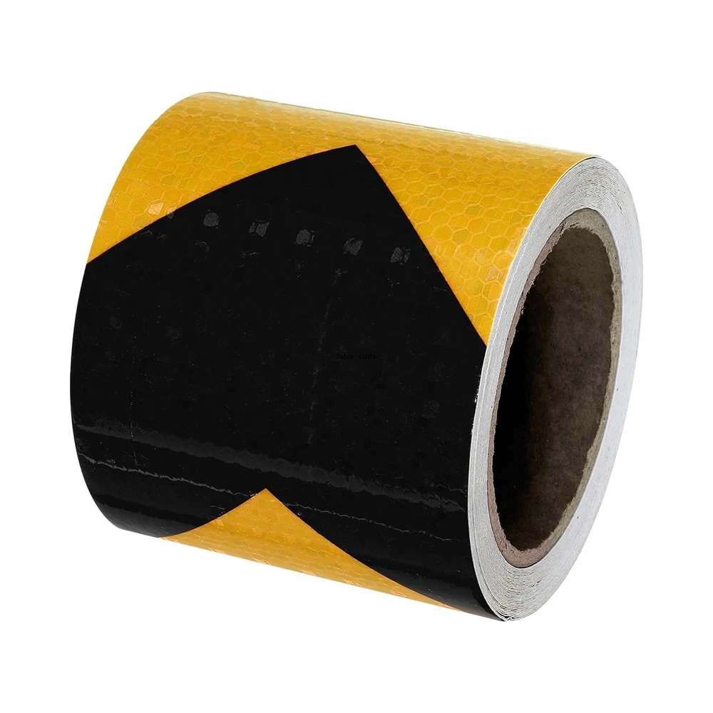 4inch*16FT Waterproof Reflective Tape Yellow-Black Conspicuity Adhesive Safety Stickers Arrow Warning Reflector Tapes For Trucks