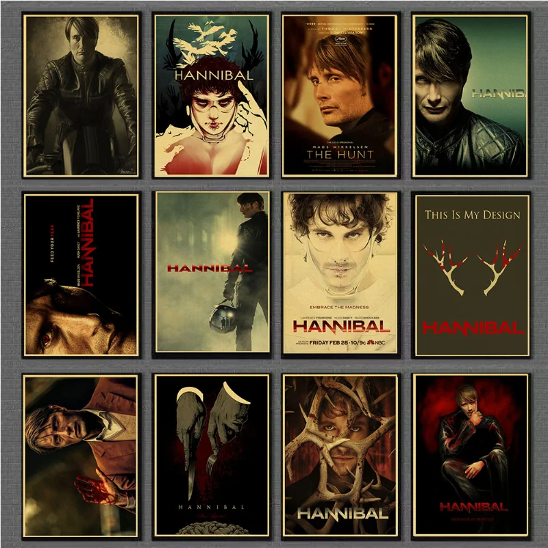 American Hot Horrible TV Series Movie Hannibal Vintage Posters Canvas Painting Wall Art Thriller Picture for Bar Room Home Decor