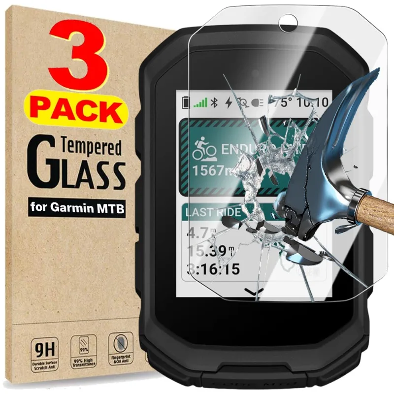 

For Garmin Edge MTB Tempered Glass Screen Protector: Anti-scratch HD Clear Waterproof, Hard-Coated & Perfect-Fit, Skin-Safe Disp