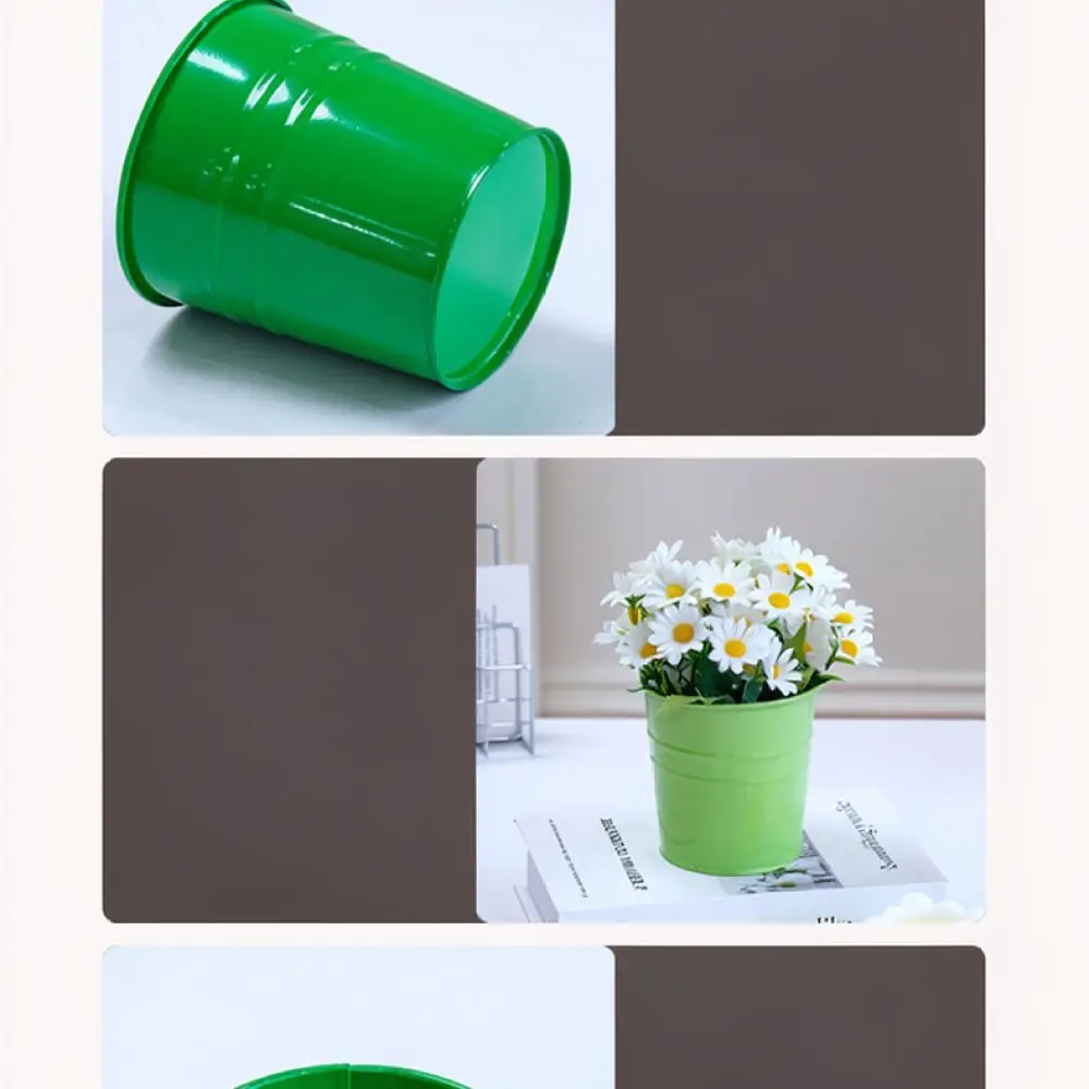 Small Metal Flower Pot Desktop Succulent Planter Minimalist Artistic Iron Vase Container For Home Garden Decor Art