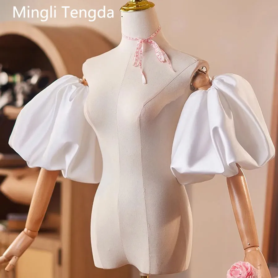Mingli Tengda Removable Puffy Sleeves Satin Bride\'s Arm Covering Hand Sleeve Fingerles Women\'s Wedding s Gloves Accessories