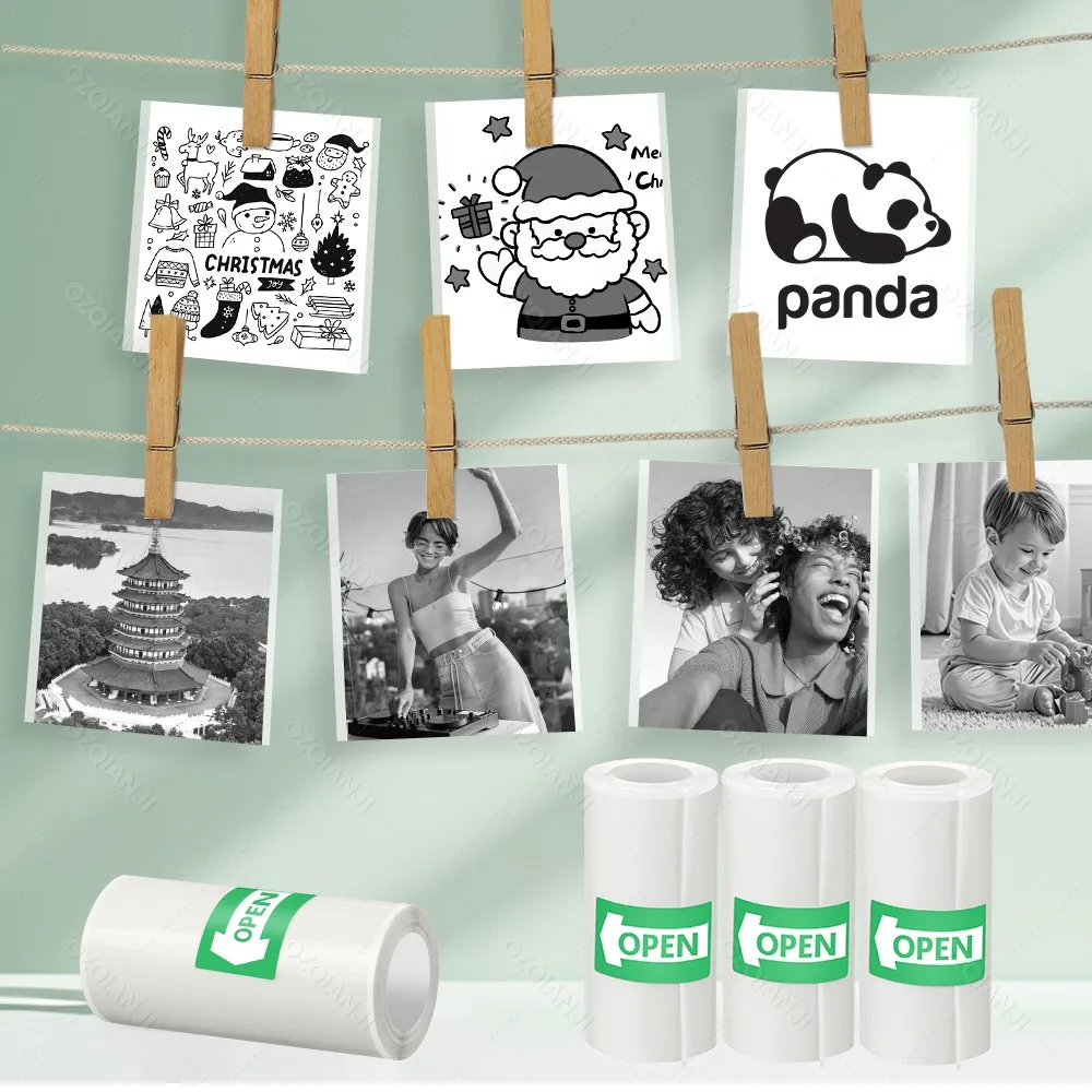 3-10 Rolls Thermal Sticker Paper for Mini Photo Printer Thermal Paper Instant Camera Refill Paper Mini Printer Sticker Paper