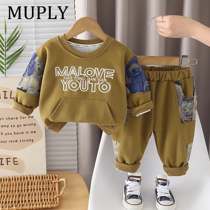 2Pcs/Sets Baby Clothes Ensembles Newborn Boy Infant Clothing Letter Crewneck Tops+Pants Knitted Sweater Spring Autum Baby Items