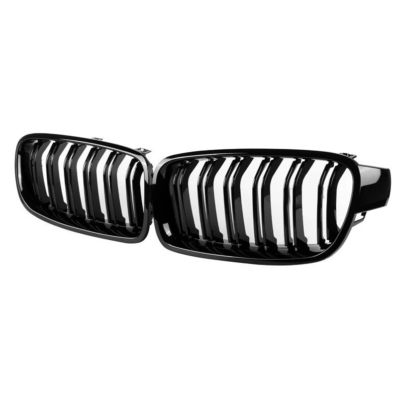 Pulleco frente do carro rim grill grills corrida para bmw série 3 f30 f31 f35 13-19 brilho preto duplo slat acessórios de automóveis