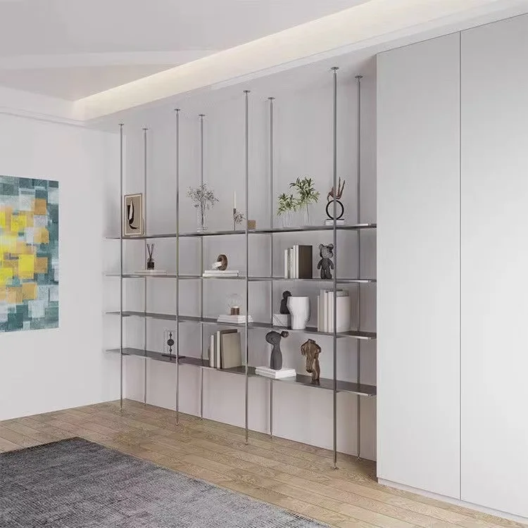 Customized wrought iron through top partition rack minimalist bookshelf display living room entrance baffle floor simple display