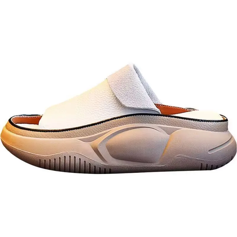 Leather Slippers Summer Fashion To Wear All The Thick Soles Comfortable Non-Slip Shopping Casual Sandals