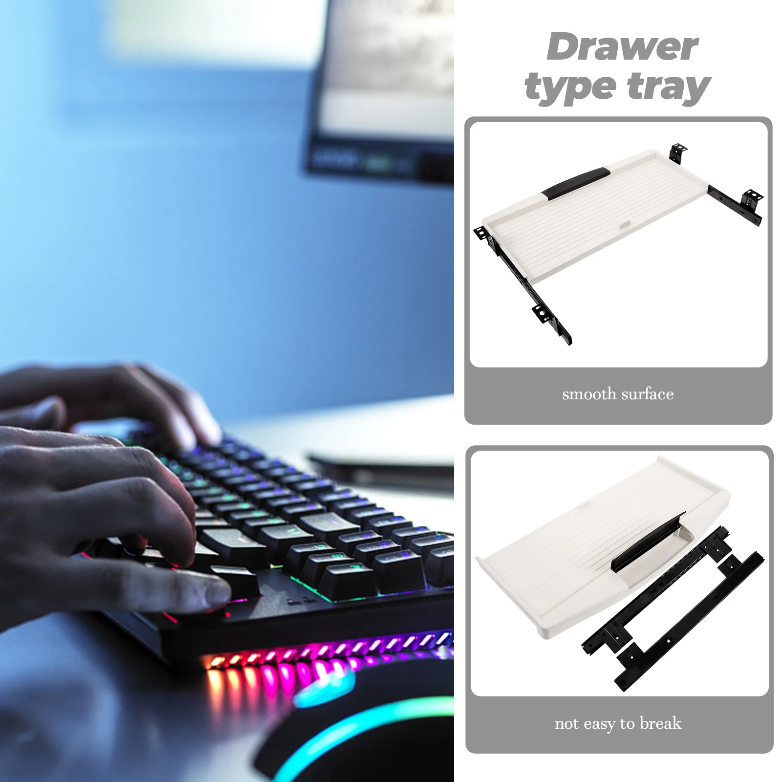 Keyboard Stand Keyboard Tray Under Desk Keyboard Drawer Desk Extender Keyboard Extender Full Extension draw Slide 14 Inch