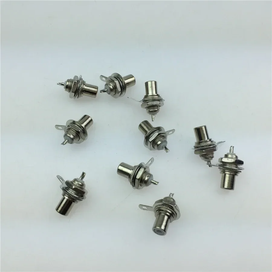 Charging Round Mouth Nickel Plated RCA Female Socket Audio Video AV Socket Medium Length Extended Lotus Seat Chassis Connector