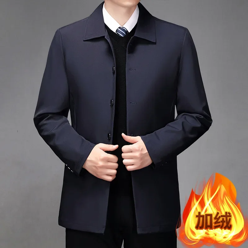 

Men's Casual Jacket Autumn Winter Brand Fleece Warm Jacket Middle-aged Middle-aged Windbreaker Men's The New Thick Jackets